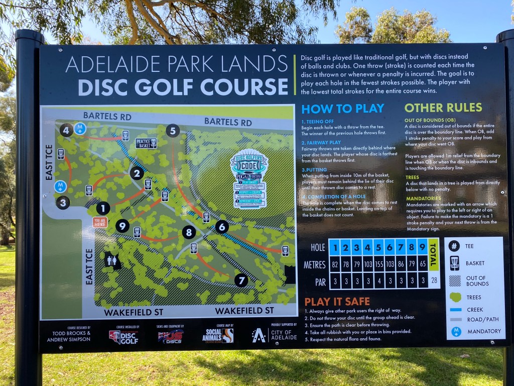 image of the Adelaide Park Lands Disc Golf Course Map